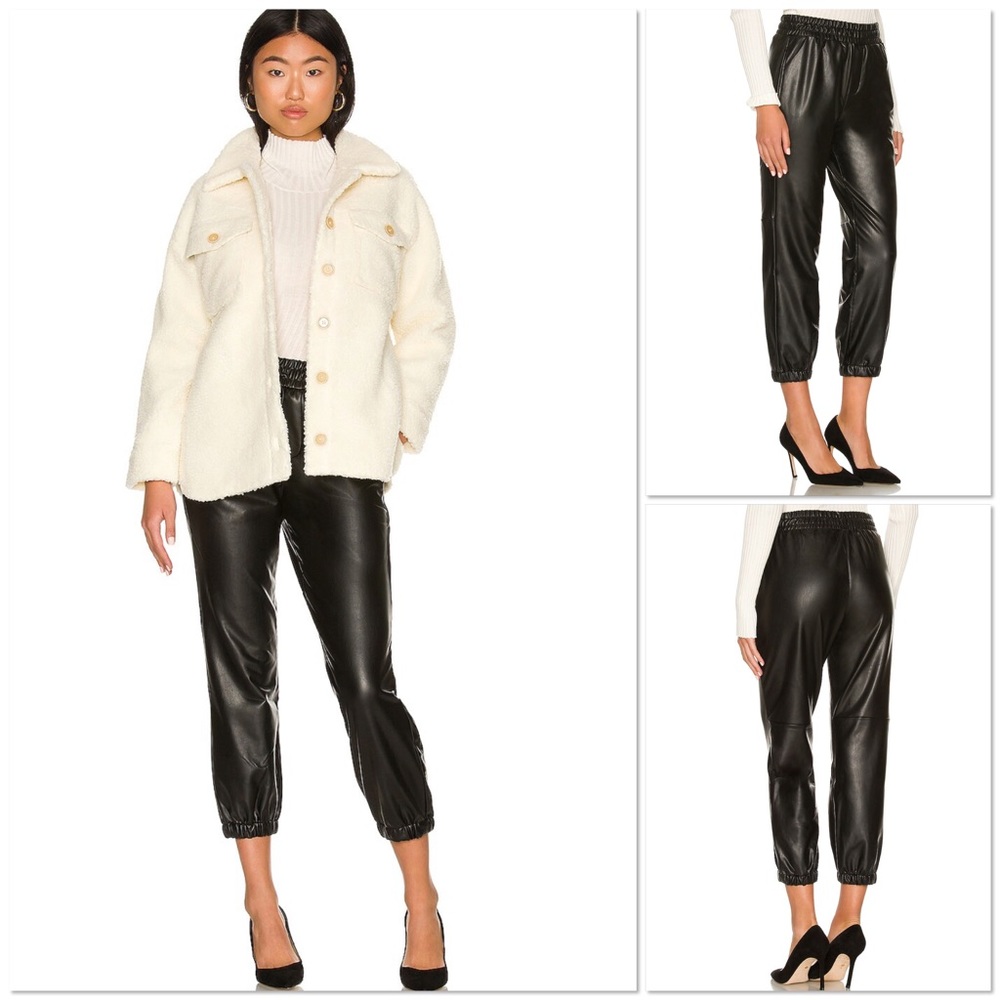 Sanctuary Neo Leather Black Pull On Joggers